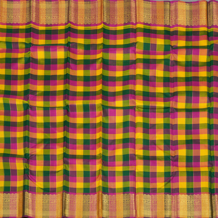 Hayagrivas Handloom Multicolour Checks Kanjivaram Silk Saree with Multicolour border KBD2000B6-1