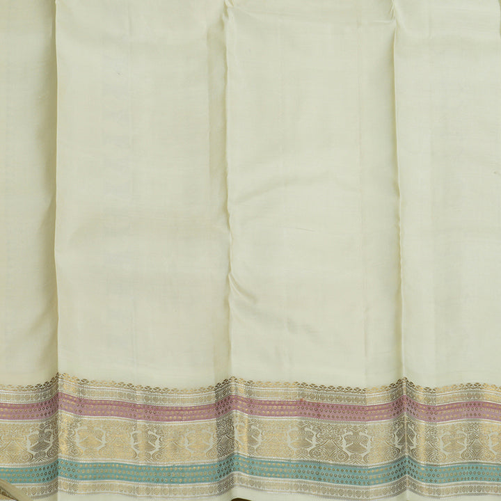 Hayagrivas Black Handloom Kanjivaram Silk Saree with Half White Border KBD2002B1-1