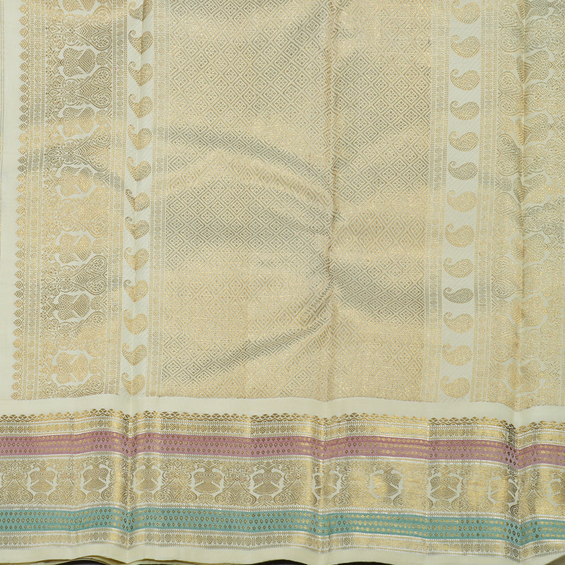 Hayagrivas Black Handloom Kanjivaram Silk Saree with Half White Border KBD2002B1-1