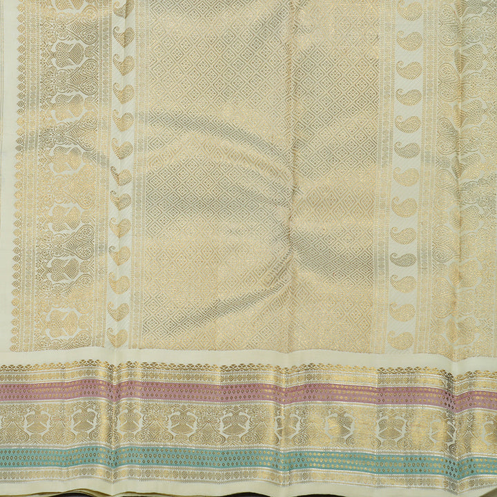 Hayagrivas Black Handloom Kanjivaram Silk Saree with Half White Border KBD2002B1-1