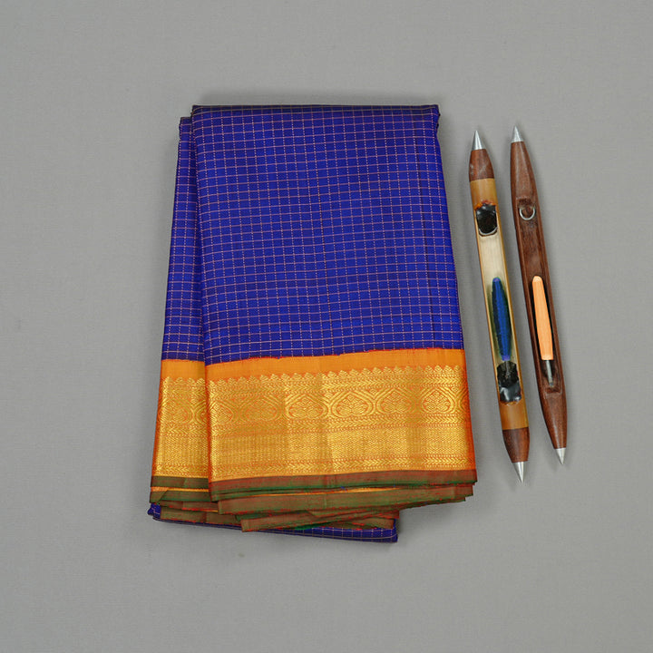 Hayagrivas Handloom Kanjivaram Silk Saree in Timeless Blue KBD2005B1-1