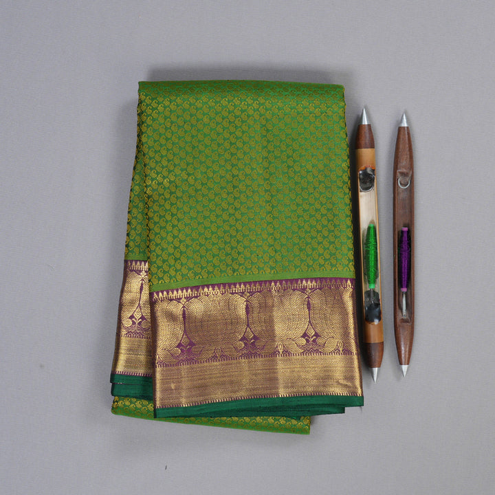 Hayagrivas Handloom Kanjivaram Silk Saree in Elegant Dark Green KBD2006B3-1