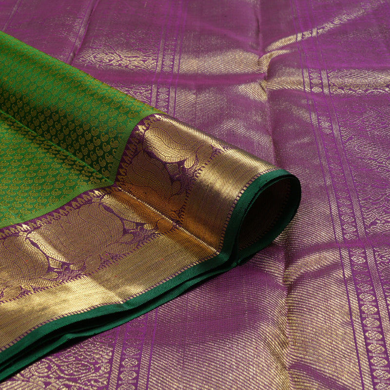 Hayagrivas Handloom Kanjivaram Silk Saree in Elegant Dark Green KBD2006B3-1