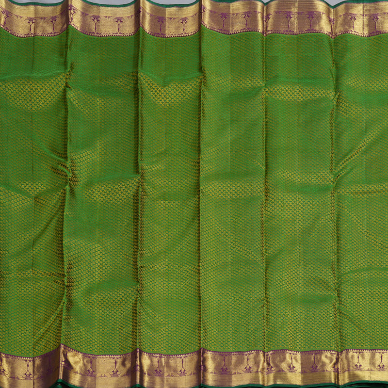 Hayagrivas Handloom Kanjivaram Silk Saree in Elegant Dark Green KBD2006B3-1