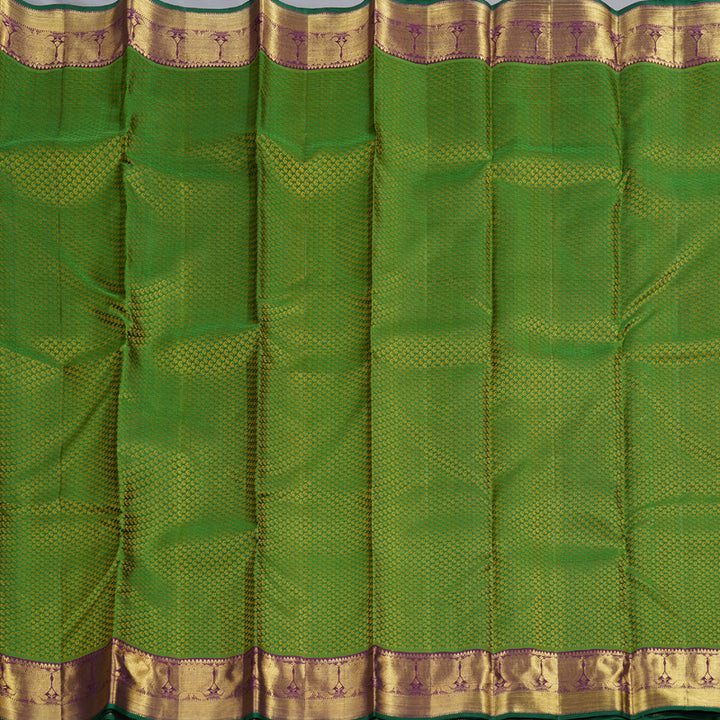 Hayagrivas Handloom Kanjivaram Silk Saree in Elegant Dark Green KBD2006B3-1