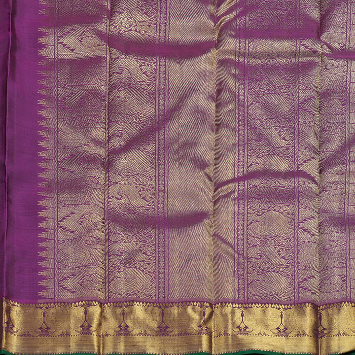 Hayagrivas Handloom Kanjivaram Silk Saree in Elegant Dark Green KBD2006B3-1
