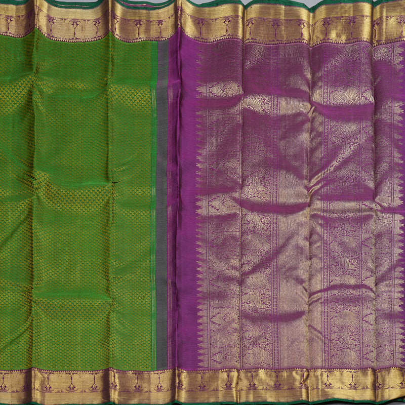 Hayagrivas Handloom Kanjivaram Silk Saree in Elegant Dark Green KBD2006B3-1