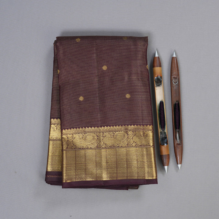 Hayagrivas Handloom Kanjivaram Silk Saree in Sophiticated Dark Brown KBD2006B4-1