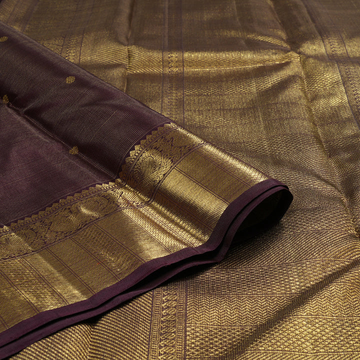 Hayagrivas Handloom Kanjivaram Silk Saree in Sophiticated Dark Brown KBD2006B4-1