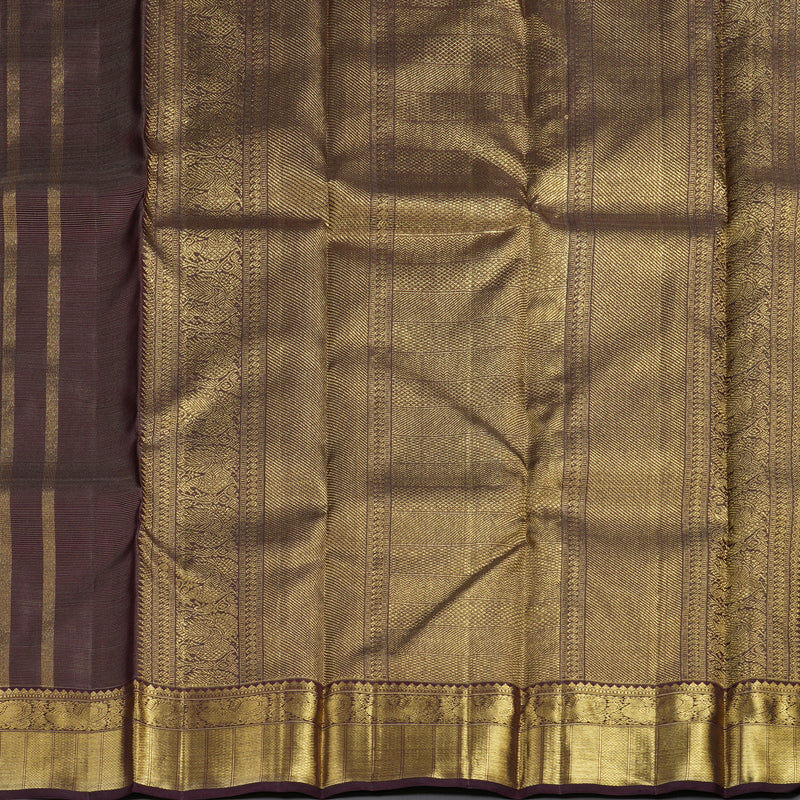 Hayagrivas Handloom Kanjivaram Silk Saree in Sophiticated Dark Brown KBD2006B4-1