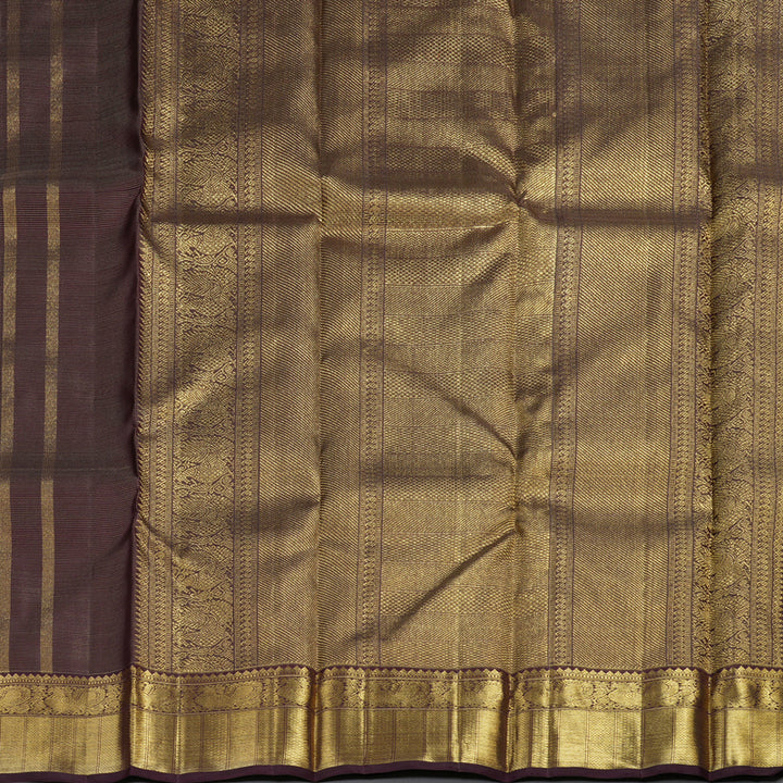 Hayagrivas Handloom Kanjivaram Silk Saree in Sophiticated Dark Brown KBD2006B4-1