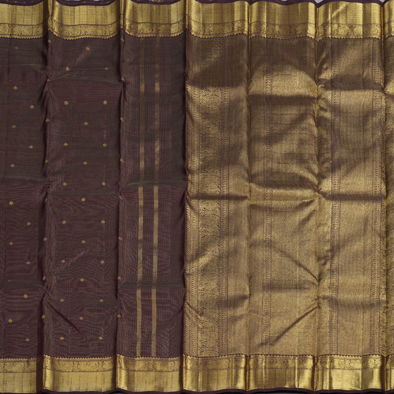 Hayagrivas Handloom Kanjivaram Silk Saree in Sophiticated Dark Brown KBD2006B4-1