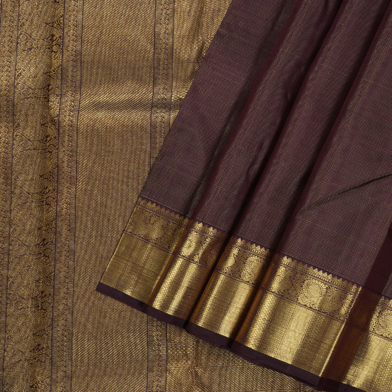 Hayagrivas Handloom Kanjivaram Silk Saree in Sophiticated Dark Brown KBD2006B4-1