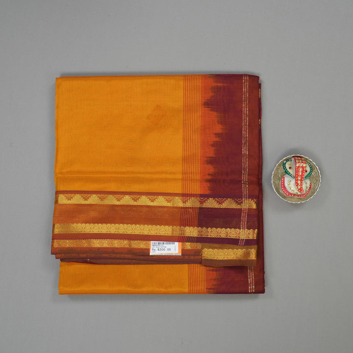 Hayagrivas Tumeric Yellow Pure Ten Yards Silk Cotton Saree KBD2007B11-2