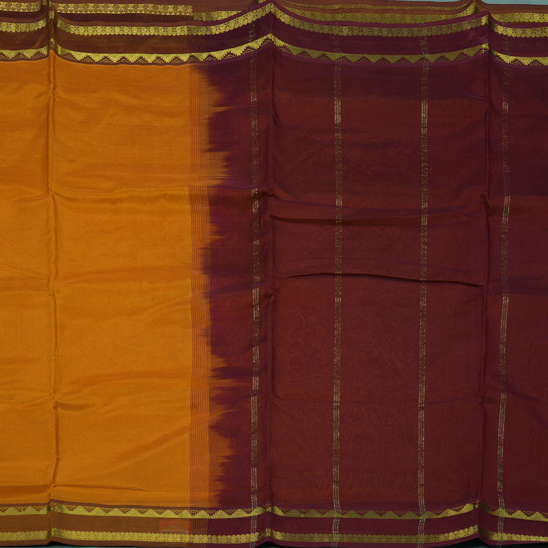 Hayagrivas Tumeric Yellow Pure Ten Yards Silk Cotton Saree KBD2007B11-2