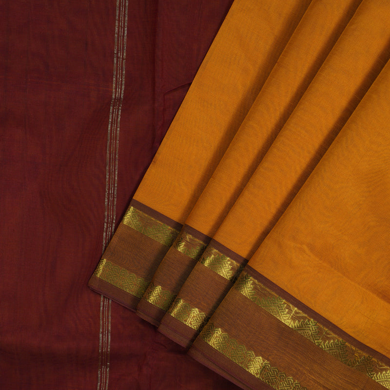 Hayagrivas Tumeric Yellow Pure Ten Yards Silk Cotton Saree KBD2007B11-2
