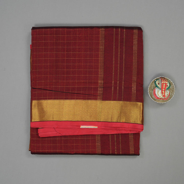 Hayagrivas Araku Maroon Pure Ten Yards Silk Cotton Saree KBD2007B4-1