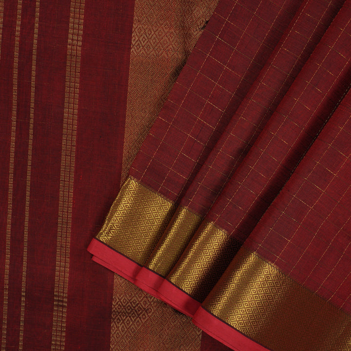Hayagrivas Araku Maroon Pure Ten Yards Silk Cotton Saree KBD2007B4-1