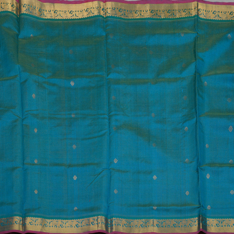 Hayagrivas Handloom Peacock Green Ten Yards Kanjivaram Silk Cotton Saree KBD2007B5-1