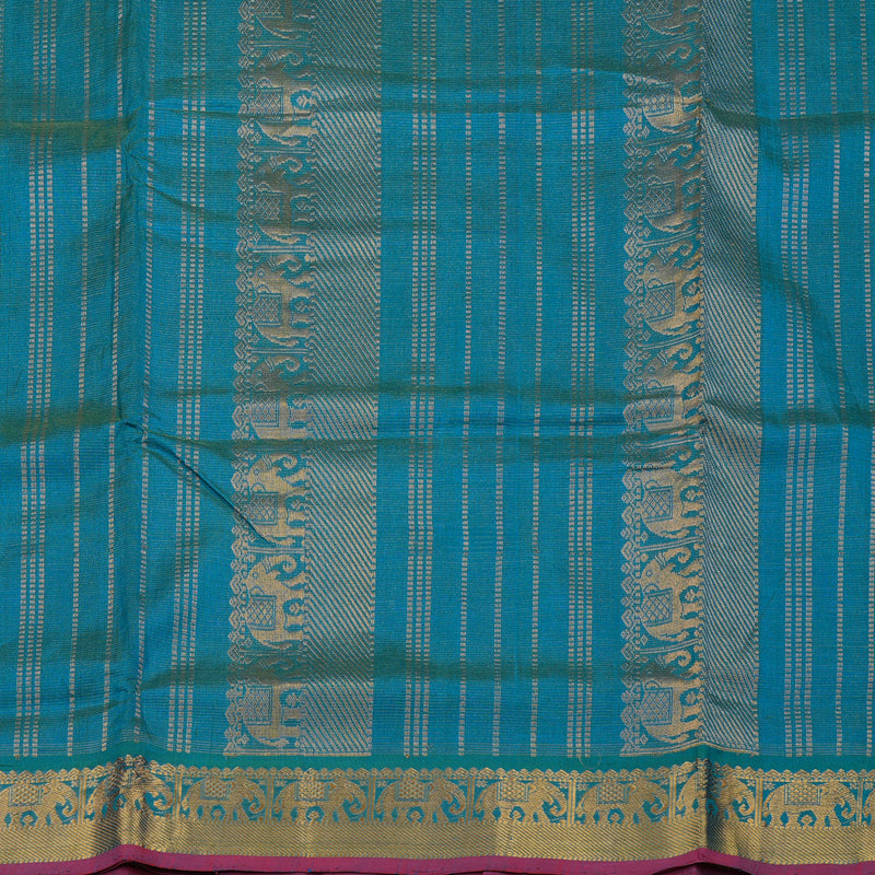 Hayagrivas Handloom Peacock Green Ten Yards Kanjivaram Silk Cotton Saree KBD2007B5-1