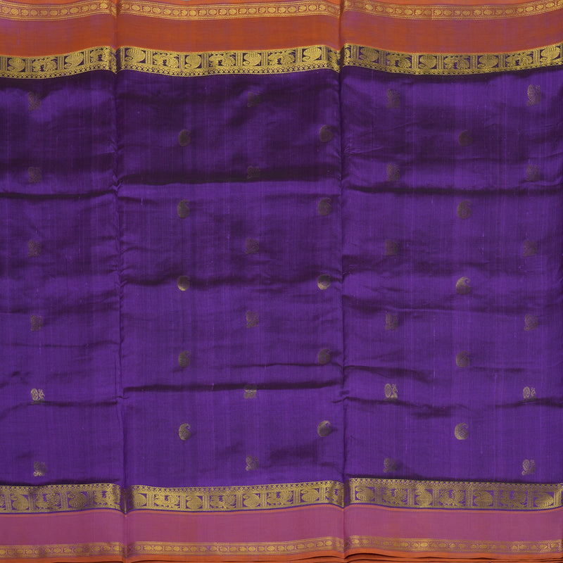 Hayagrivas Dark Lavendar Pure Ten Yards Silk Cotton Saree KBD2007B7-3