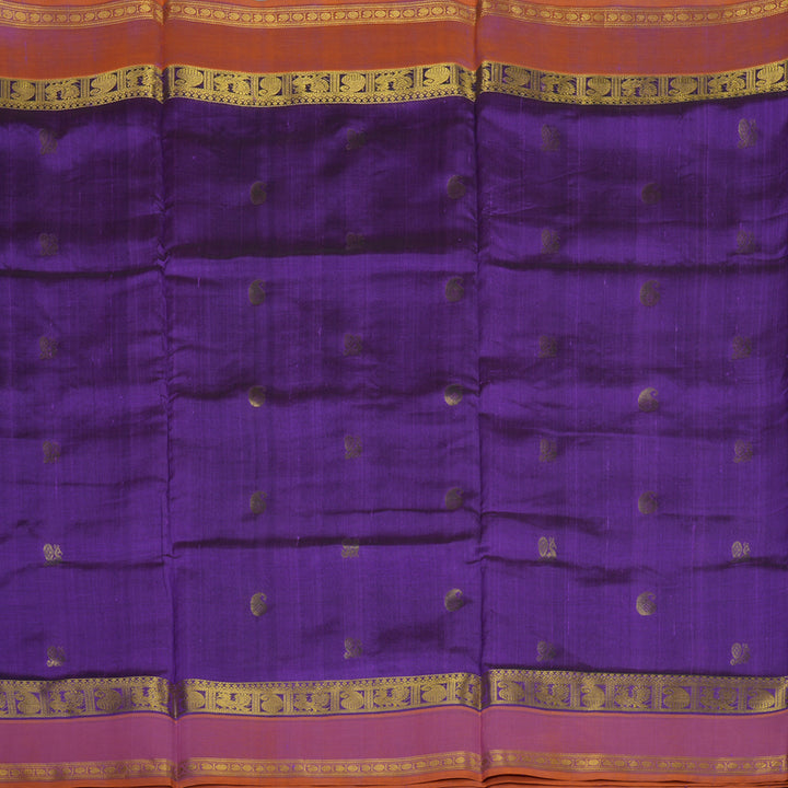 Hayagrivas Dark Lavendar Pure Ten Yards Silk Cotton Saree KBD2007B7-3