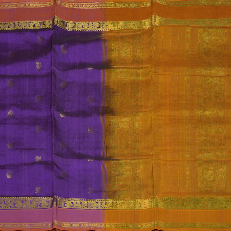 Hayagrivas Dark Lavendar Pure Ten Yards Silk Cotton Saree KBD2007B7-3