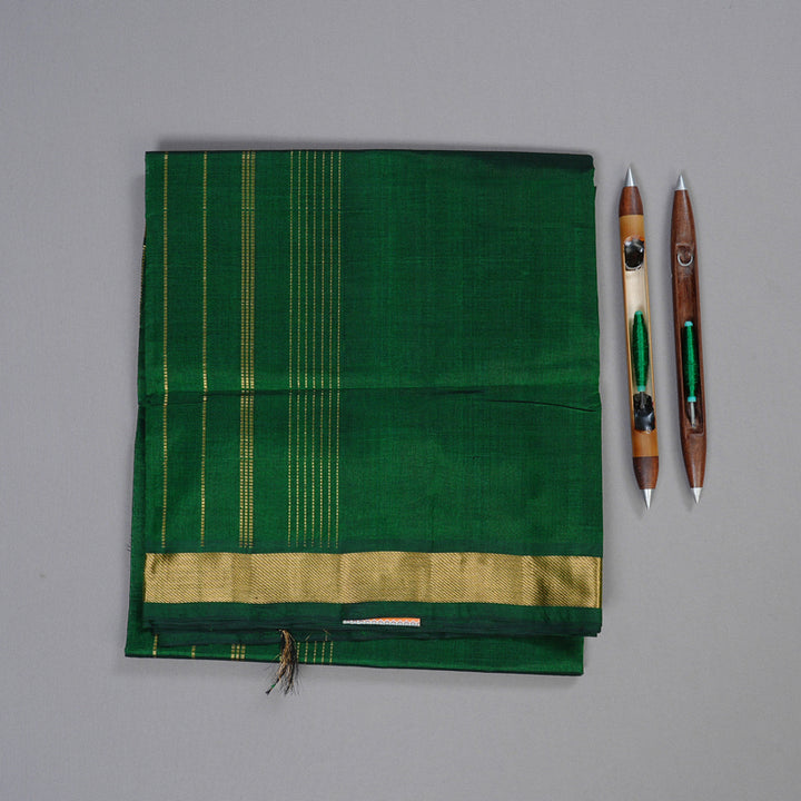 Hayagrivas Handloom Silk Cotton Saree in Elegant Bottle Green KBD2008B1-15