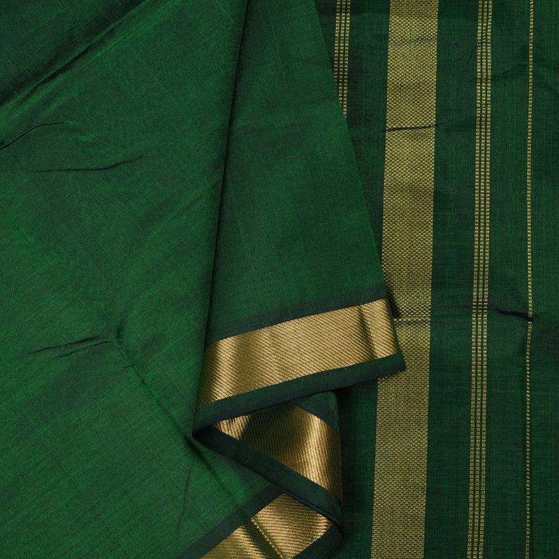 Hayagrivas Handloom Silk Cotton Saree in Elegant Bottle Green KBD2008B1-15