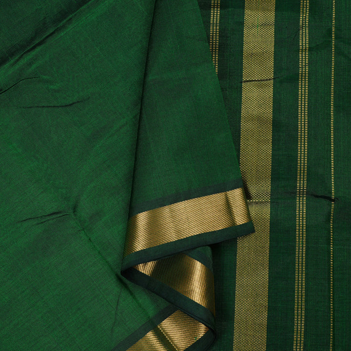 Hayagrivas Handloom Silk Cotton Saree in Elegant Bottle Green KBD2008B1-15