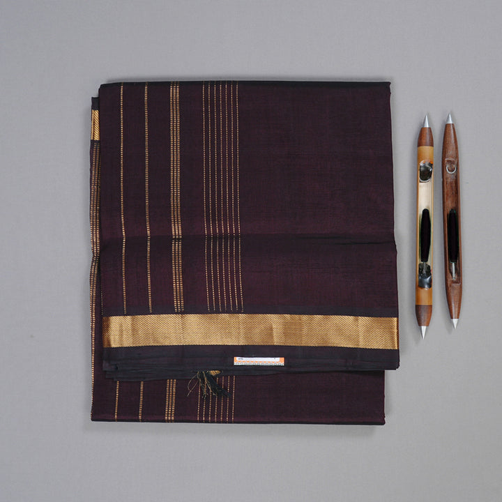 Hayagrivas Handloom Silk Cotton Saree in Poised Dark Brown KBD2008B1-26