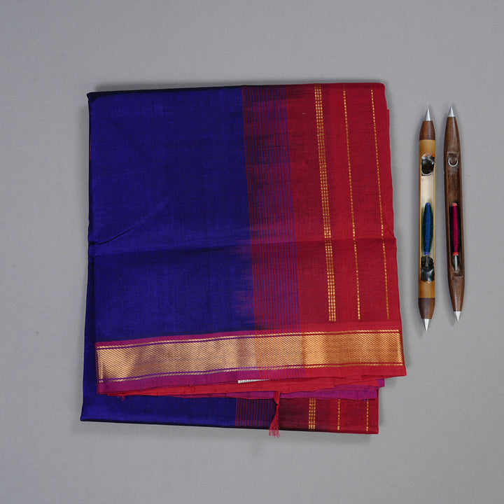 Hayagrivas Handloom Silk Cotton Saree in Opulent Blue KBD2008B1-27