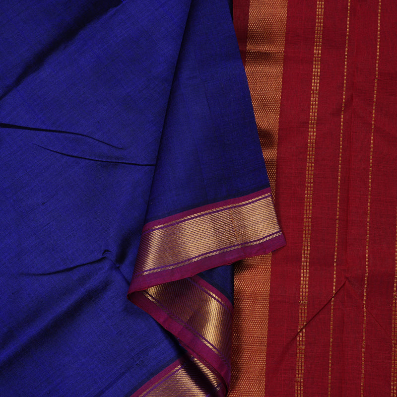 Hayagrivas Handloom Silk Cotton Saree in Opulent Blue KBD2008B1-27