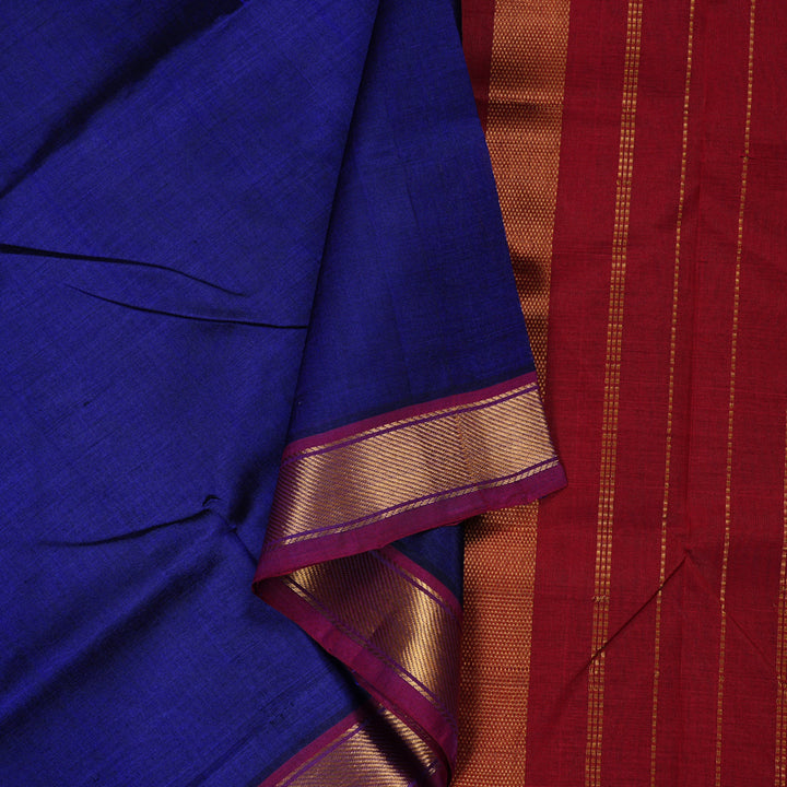 Hayagrivas Handloom Silk Cotton Saree in Opulent Blue KBD2008B1-27
