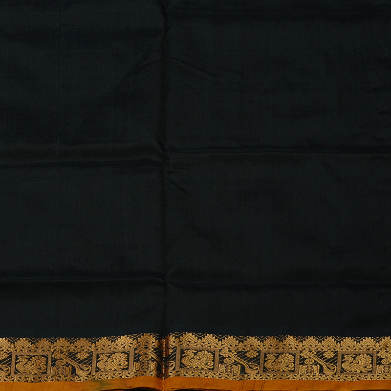 Hayagrivas Handloom Pure Silk Cotton Saree in a deep midnight black KBD2008B3-19