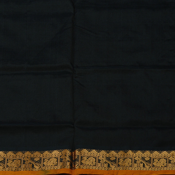 Hayagrivas Handloom Pure Silk Cotton Saree in a deep midnight black KBD2008B3-19