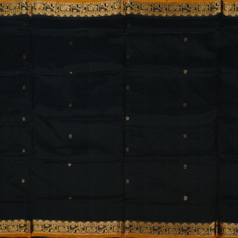 Hayagrivas Handloom Pure Silk Cotton Saree in a deep midnight black KBD2008B3-19