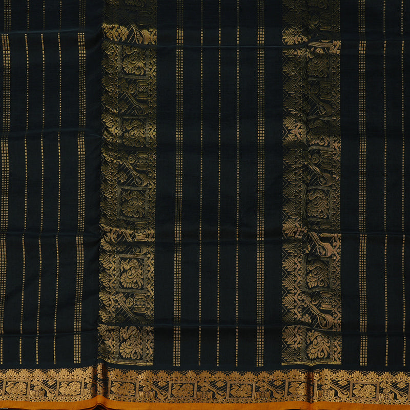 Hayagrivas Handloom Pure Silk Cotton Saree in a deep midnight black KBD2008B3-19