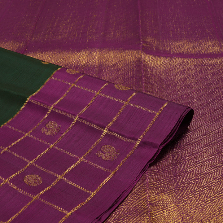 Hayagrivas Handloom Karum Pachai Kanjivaram Silk Saree with Wine Purple Border KBD2010B17-1