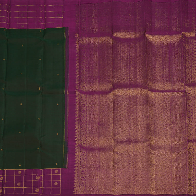Hayagrivas Handloom Karum Pachai Kanjivaram Silk Saree with Wine Purple Border KBD2010B17-1