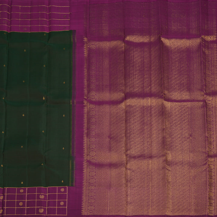 Hayagrivas Handloom Karum Pachai Kanjivaram Silk Saree with Wine Purple Border KBD2010B17-1