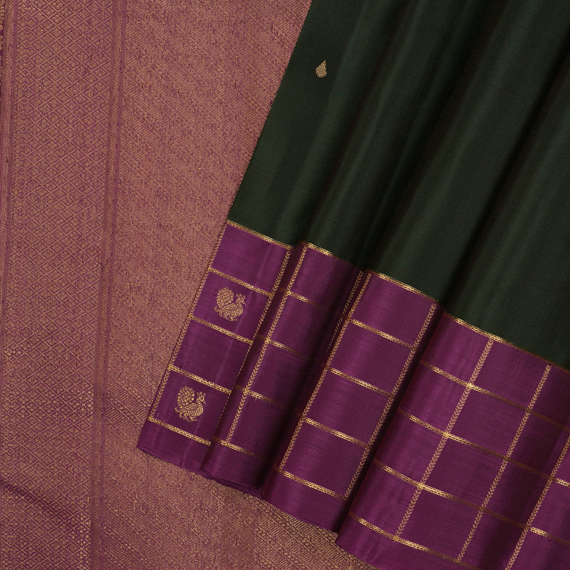 Hayagrivas Handloom Karum Pachai Kanjivaram Silk Saree with Wine Purple Border KBD2010B17-1