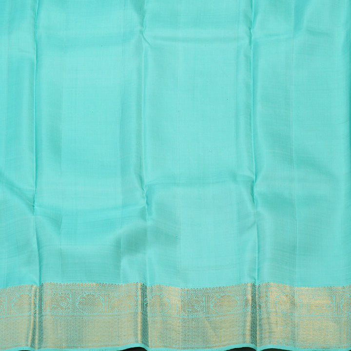 Hayagrivas Handloom Black Kanjivaram Silk Saree with Sky Blue border KBD2010B21-1