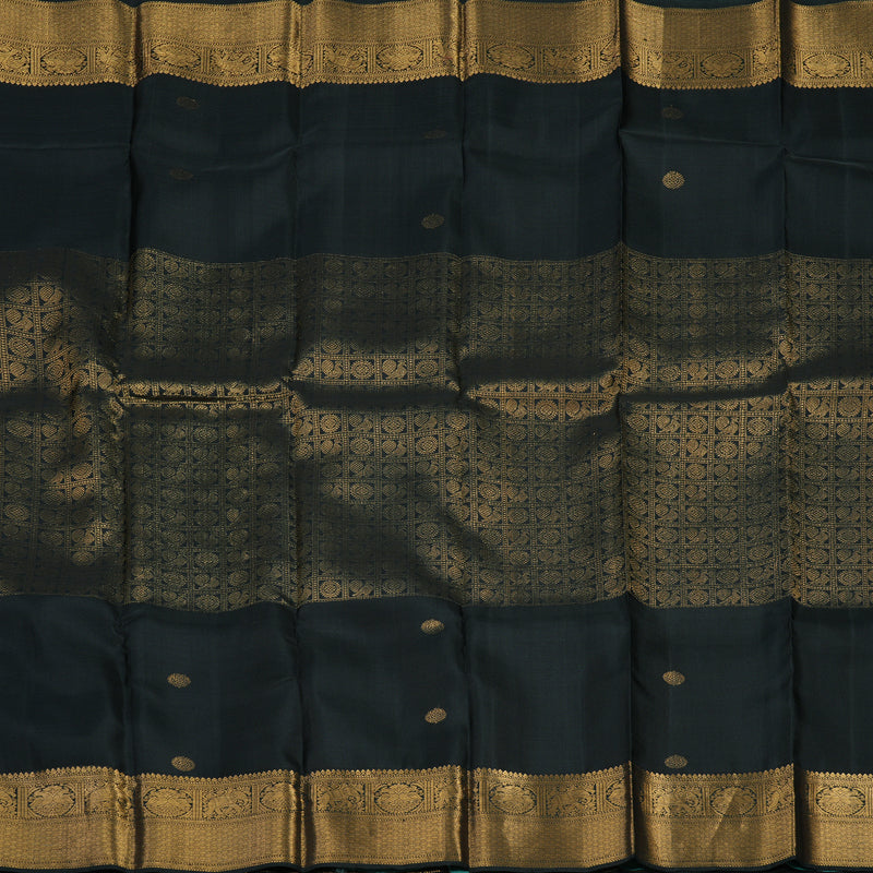 Hayagrivas Handloom Black Kanjivaram Silk Saree with Sky Blue border KBD2010B21-1