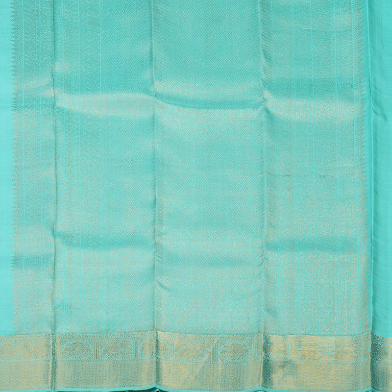 Hayagrivas Handloom Black Kanjivaram Silk Saree with Sky Blue border KBD2010B21-1