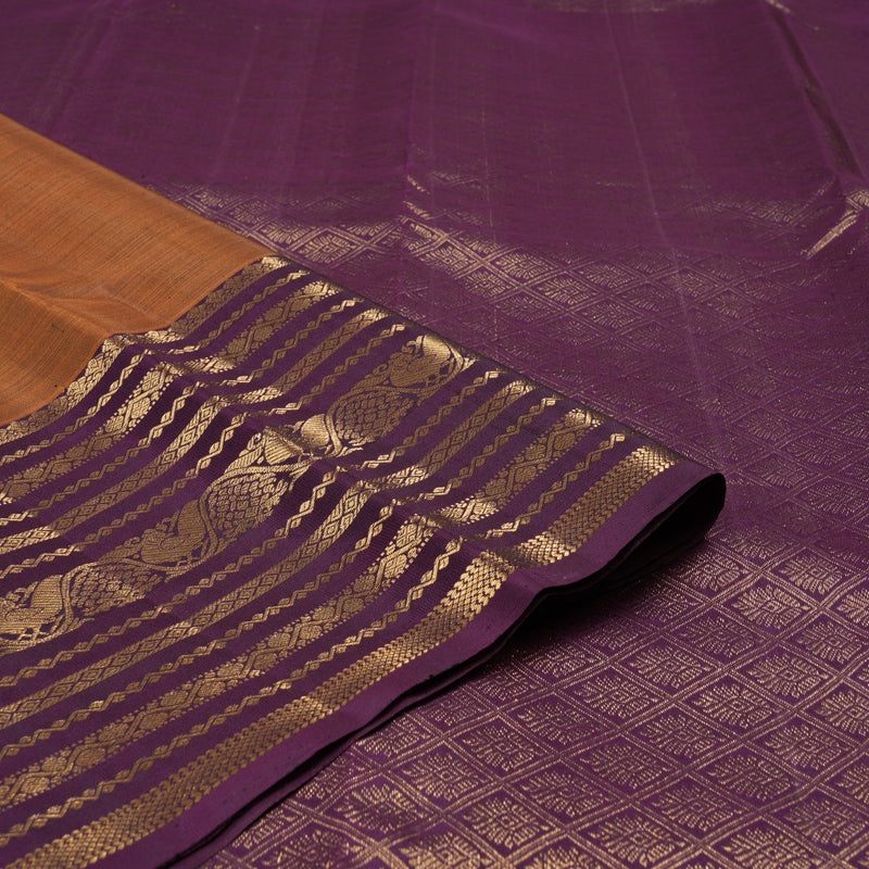 Hayagrivas Handloom Kanjivaram Silk Saree in Enchanting Rust Orange KBD2010B6-1