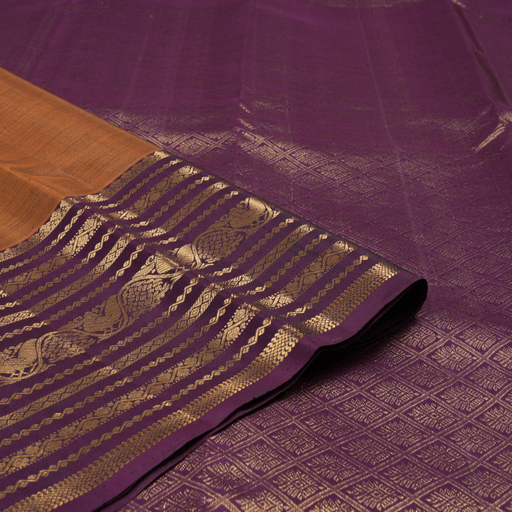 Hayagrivas Handloom Kanjivaram Silk Saree in Enchanting Rust Orange KBD2010B6-1