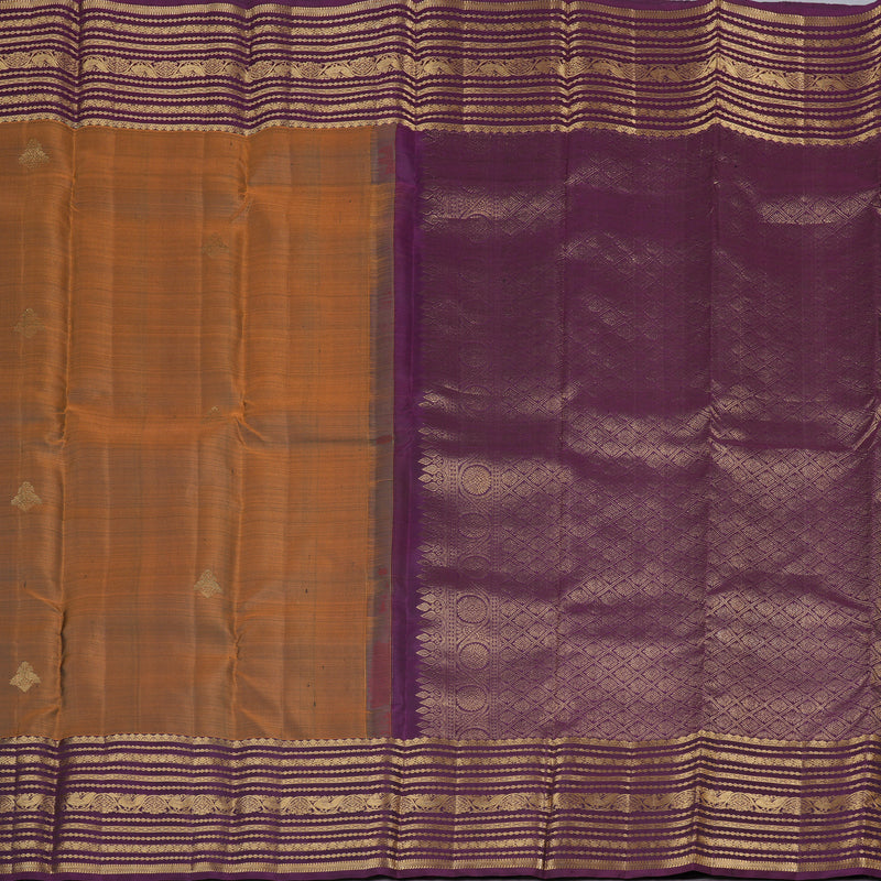 Hayagrivas Handloom Kanjivaram Silk Saree in Enchanting Rust Orange KBD2010B6-1