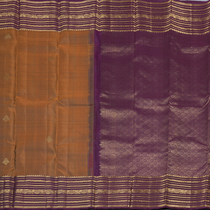 Hayagrivas Handloom Kanjivaram Silk Saree in Enchanting Rust Orange KBD2010B6-1
