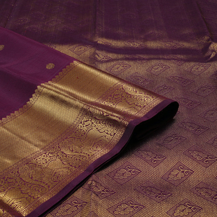Hayagrivas Dark Purple Handloom Kanjivaram Silk Saree KBD2010B7-1